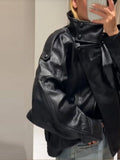 Fongt And Winter 2025 Fashion New Women's Pu Leather Jacket Jacket Locomotive Long-Sleeved Leather Coat Women