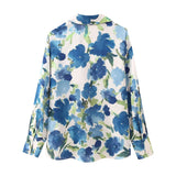 Fongt Women's Long-Sleeved Loose Casual Silk-Sense Tidly Shirt 4584