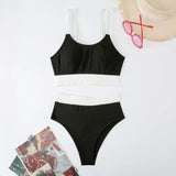 2025 New Solid Color Sling Belt Split High-Rise Triangle Lady Sexy Hot Spring Bikini