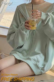 Harajuku Green Zip Up Oversized Hoodies Women Hippie Loose Sweatshirts Casual Long Sleeve Tops Jacket Coat Korean
