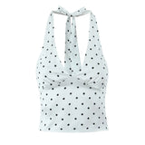 Fongt New Wave Point Printing Hanging Neck Sling Slings Wave Point Skirt Set