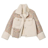 Small Fragrance Warm Lamb Wool Coat Women Patchwork Jacket Ladies Pocket Short Teddy Jacket Loose Fashion