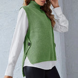 Fongt Women's Vest Pure Color Knit Turleneck Pullover Sleeveless Sweater