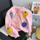 Aging Three-Dimensional Berries Early Autumn Women's Sweater Minority Design Sweater Coat Women's Cardigan 2024 New Style-Outfit