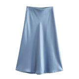 Fongt 2025 New Tight Waist Simple Set Solid Color Lirt Solid Color Half Body Skirt