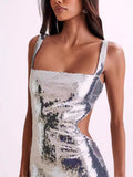 Fongt Women's Dress Glide Evening Dress Sexy Bare Back Sling Dress 8068