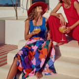 Fongt Women's Spring And Summer New Fashion Casual Printing Bohemian Long Dress Girl