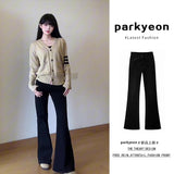 Fongt Kong Style Blue Hottie Slim Elastic Shoes Women Autumn And Winter 2025 High-Rise Thin Horseshoe Long Pants