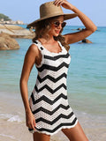 Fongt Beach Hoodie Knitted Knitted Wave-Dula Striped Sunscreen Skirt