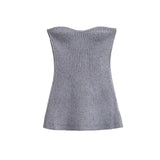 Fongt Throttling Knitted Vest 2025 Spring Sexy Shoulder High Bullet-Tendered Women's Top
