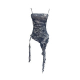 Fongt Sling Sleeve Vest Women Wearing Slimming Net Yarn Irregular Ribbon Sleeveless Top 1227