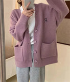 Fongt Women's Wear Fall / Winter 2024 New Large Pocket Knit Cardigan Top-Outfit