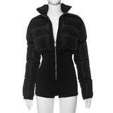 Fongt Women's Winter New Street Fashion Elastic Tight Zipper Warm Cotton