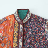 Fongt Women's 2025 New Winter Retro Print Casual Loose Cotton Coat