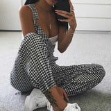 Casual Straps Jumpsuits Pants Ladies Summer Autumn Clothes Plaids Checked Playsuits Backless Plain Outfits