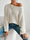 Fongt Fashion Sexy Hollow Knitted Sweater Collared Bat Shirt Woman