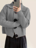 Fongt Women's Loose Korean Version Of Fashion Casual Big Collar Knitted Cardigan Coat