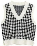 Fongt And Winter New Women's Thousand Bird Case Knitting Vest V Neck Sleeveless