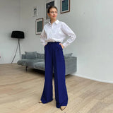 Fongt Spring 2023 New Commuter High Waist Loose Klein Blue Casual Pants And Women's Trousers-Outfit
