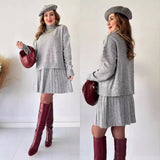 Fongt Solid Color Round Collar Loose Blouse Simple Dress Set In Autumn 2025