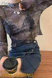 Sleeve T-shirts Women Tie-dye Printed Summer Sun-proof Cropped Tops Fashion High Street Gauze Korean Style Chic Teens