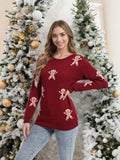 Fongt And Winter New Christmas Knitted Cartoon Man Embroidered Round Collar Sweater Women's Top
