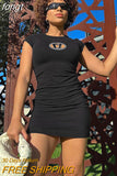 Knitted Dresses Short Sleeve Dress Women Streetwear Y2k 2023 New Summer Women Clothes Solid O Neck Slim Mini Bodycon