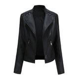 Autumn Ladies Motorcycle Leather Jackets Women Turn-down Collar Zipper Slim Black Moto & Biker Jacket Female