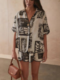 Print Loose Short-Sleeved Shirt Bumpy Fashion Women's Casual