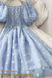 Sleeve Dresses Women S-3XL Princess Temper Sweet Girliah Embroidery Temper Aesthetic Korean Fashion Summer Vintage