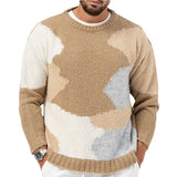 Fongt Men's Casual Men's Acrystic Knitted Shirt Fashion Round-Neck Long-Sleeved Sweater