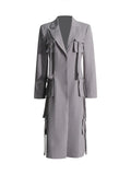 Fongt 2024 New Fashion Temperament Multi-Pocket Decoration Design Sense Long Suit Jacket Show Thin Suit Jacket-Outfit