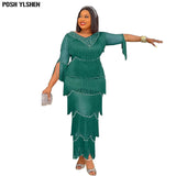 Sexy Tassel Beaded African Dresses for Women 2022 Summer Clothes Diamonds Long Maxi Dress Party Daily Elegant Robe Longue