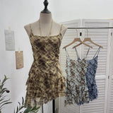 Fongt Shooting Mesh Yarn Irregular Rivet Vest Dress Women 2025 Summer Dress New Lotus Edge Sleeveless Top 1273