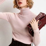 Turtleneck Slim Sweater Women Pullovers 2021 Autumn Thick Long Sleeve Basic All-match Tops Ladies Fashion Office