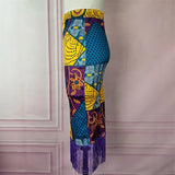 Fongt High-Waisted Print Splicing Lyso-Bag Hips Skirt Large-Size Women's Party Skirt Skirt