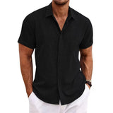 Fongt Men's Linen Short-Sleeved T-Shirts For Free-Fitting Sweatshirts For Men's Short-Sleeved Cotton Shirts Beach Plus-Size Men's Short-Sleeved