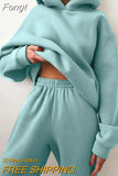 Suit Solid Casual Tracksuit Women Fleece 2 Pieces Set Winter Spring Sports Warm Sweatshirts Pullover Sweatpants