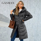 2022 New Coat Women Winter Down Jacket Long Classic Design Zipper Fleece Pocket Female Elegant Parkas