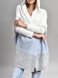 Fongt And Autumn Classic Splicing Color Knitted Sweater Cardigan Women's Fashion Hooded Loose Casual Coat