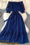 Dress Women Sexy Off The Shoulder Slash Beach Chiffon Dresses Ladies Elegant A Line Bandage Party Dress Long