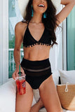 Pom Pom Mesh Patchwork Bikini