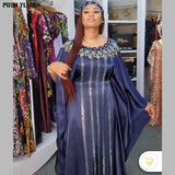 With Headtie Summer Dress African Dresses for Women 2022 Elegant Rayon Abayas Dubai Hot Drilling Bubu Robe Femme African