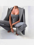 Fongt Women's Fashion Casual Suit Temperament Elegant Women's Blazer Trousers Three Pieces