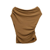 Fongt New Asymmetrical Shoulder Skinny Fashion Top 87075751
