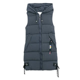 2024 Autumn And Winter New Korean Version Loose Long Cotton Vest Female Thick Warm Hooded Padded Clothes Vest Coat-Outfit