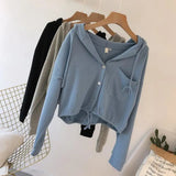 Fongt Open Autumn Coat Small Thin Loose Korean Version Casual Button Cardigan Lazy Wind Small Jacket Female Autumn-Outfit