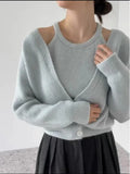 Retro Lazy Loose Knitted Cardigan Women's Autumn New Minority Foreign Style Sweater Harness Vest Two-Piece Set-Outfit