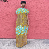 2023 Summer African Dresses For Women Elegant Dinner Gown Stripe Print Backless Robe Dashiki Long Maxi Dress Ladies Clothing 703-1-Outfit