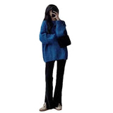 Fongt Lazy Blue Sweater Women's Autumn And Winter 2025 New Explosion Thick Cloth With Knitted Bottom Shirt